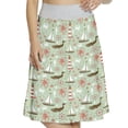 thumbnail image 1 of Women's Nautical Sailboats Octopus Crab A-line Printed Skirt Casual Wear, M, Pale Green Coral Brown, by Ambesonne, 1 of 6