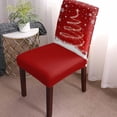 thumbnail image 3 of Chair Covers for Dining Room Set of 6,Merry Christmas Tree Snowflakes Red Stretch Seat Protector Removable Washable Chairs Slipcovers for Kitchen Banquet Wedding Hotel,Xmas Trees Bell, 3 of 6