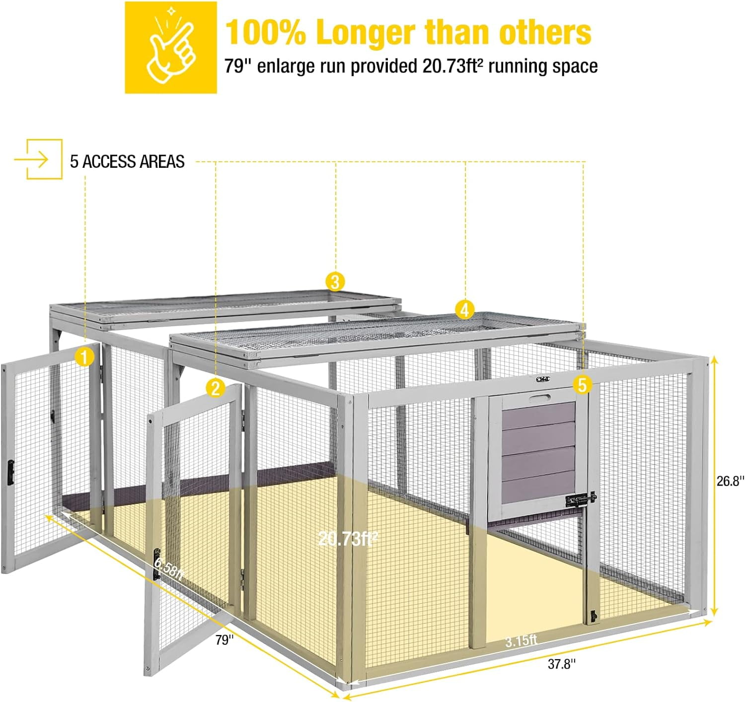 AIVITUVIN Chicken Coop Run Extension 20.73 ft² Large Chicken Pen Rabbit Enclosure Duck House