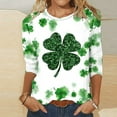 thumbnail image 2 of ZyeKqe St. Patrick's Day Shirt Women 3/4 Sleeves Blouses Cute Graphic Print Shirts Tees Crewneck Pullover Tops, 2 of 3