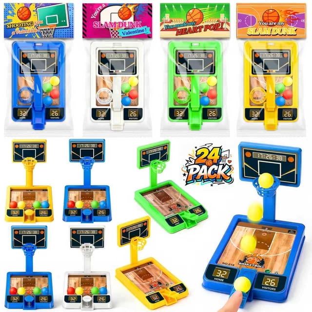 BAYSING Juego de 24 Tarjetas Mini Baloncesto para San Valentín