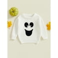 thumbnail image 2 of aturustex Infant Baby Boy Girl Halloween Sweater 0-18M Newborn Long Sleeve Knit Pullovers Ghost Face Pattern Crew Neck Chunky Knitwear Tops Toddler Lis Thick Warm Knitted Clothes Winter Fall, 2 of 7