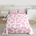 thumbnail image 3 of Manfei Girls Cow Print Bedding Comforter Set, White Pink Abstract Twin Comforter Sets, Chic Fashion Reversible Bedding Set, Luxury Bedroom Decor, 2pcs, 3 of 9