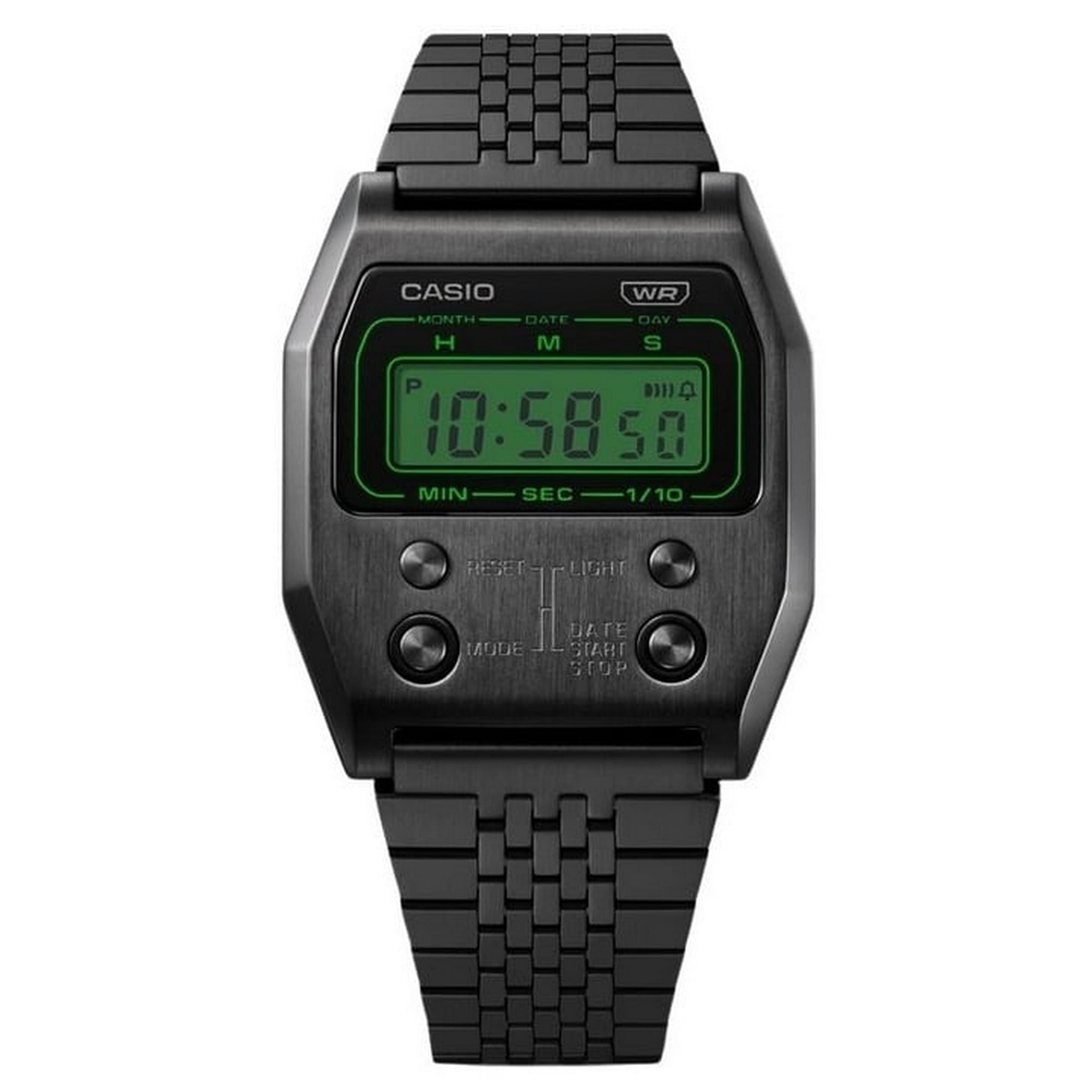 Casio Vintage Digital Black Ion Plated Stainless Steel Quartz A1100B 1 Unisex Watch Walmart