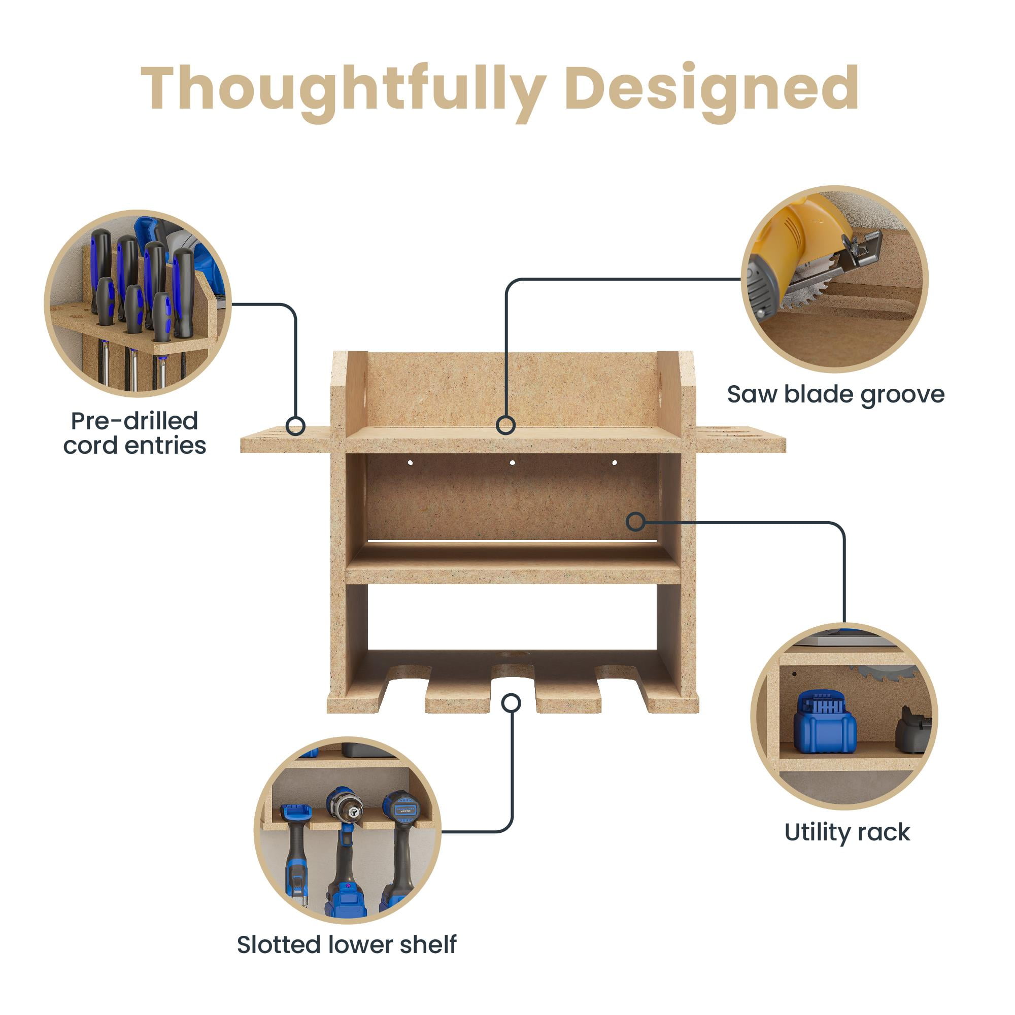 Benford Narrow Hanging Wall Mount Tool Organizer, Raw Board