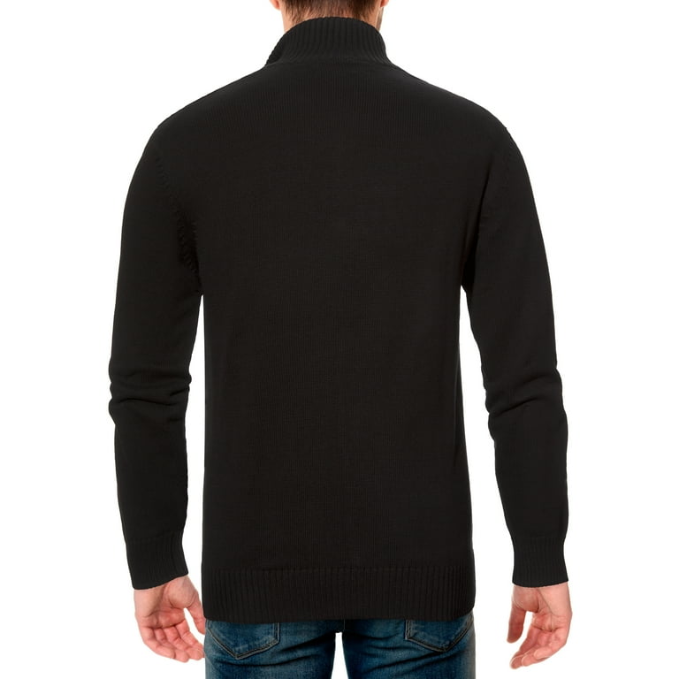 U.S. Polo Assn. mens Cable Knit 1/4 Zip Sweater (Black, Medium