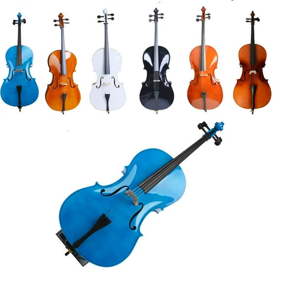 Ktaxon Beginner Cello 4/4 Full Size BassWood + Bag + Bow + Rosin + Bridge Blue