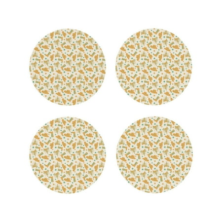 

Matuu Cowgirl Boots 3 for Cup Coasters Set of 4 Leather Coasters Desk Coasters for Office Measures 4” x 4”-Round Shape