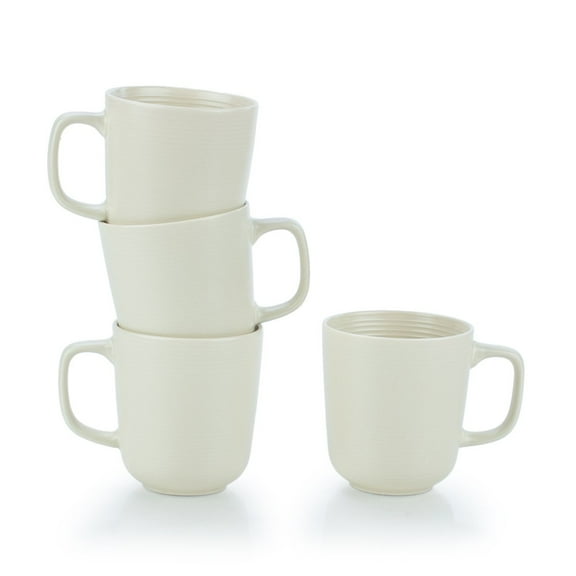 Everything Kitchens Modern Colorful Neutrals - Rippled 12oz Mugs (Set of 4) - Matte | Beige