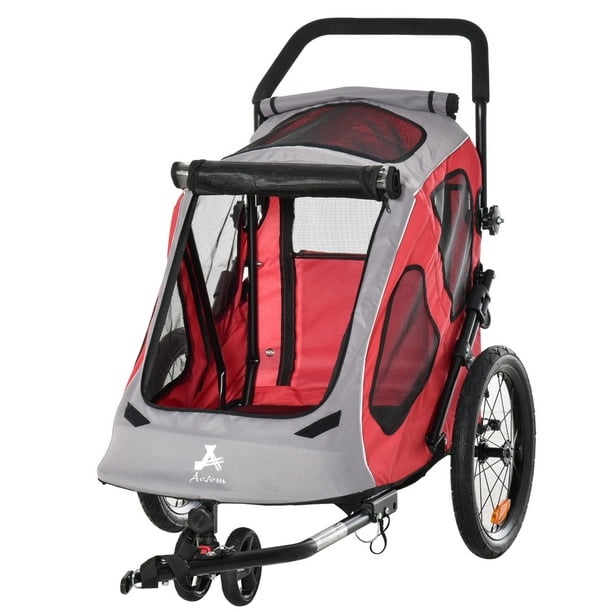 Aosom Dog Bike Trailer 2In1 Pet Stroller with 360 Swivel Wheel