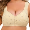 thumbnail image 2 of Jdkau Bras for Women No Underwire Plus Size Bras Front Closure Bras Full Coverage Bras Wireless Comfortable Bra（Light Yellow,58）, 2 of 9