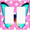 thumbnail image 6 of Metal Light Switch Plate Cover Unique Teal Butterfly Pink Polka Dots BUT032, 6 of 13