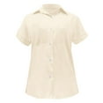 thumbnail image 5 of Beige Young Adult Tops Women's Spring Autumn Casual Double Pocket Short Sleeve Cotton Shirt Top Plus Size Tops for Women, 5 of 6