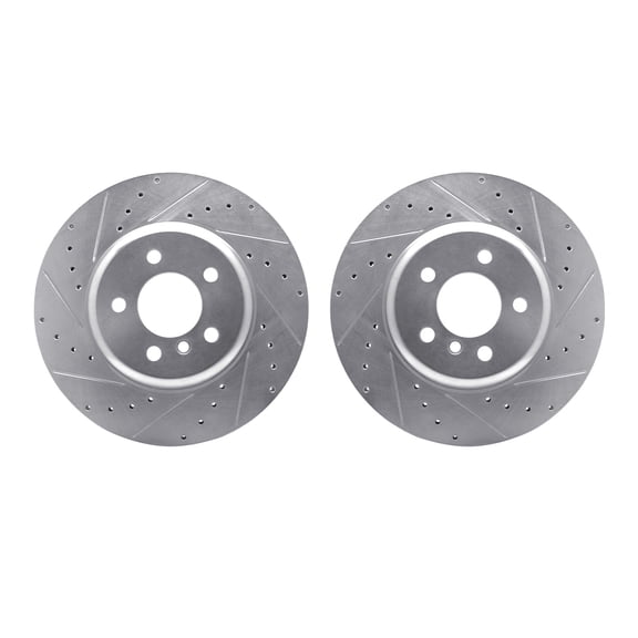 Dynamic Friction Company Rear Brake Rotors-Drilled and Slotted-Silver 7002-31098