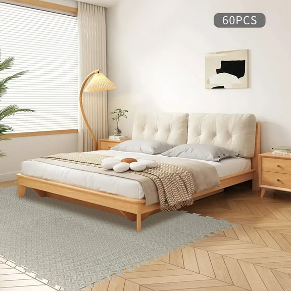 60PCS Square Foam Tiles, Interlocking Foam Floor Mats, Foam Puzzle Floor Mats,11.81 x11.81 in (Grey)