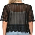 thumbnail image 3 of Boléro Ouvert pour Femmes Manches Courtes Dentelle Patchwork Transparent, 3 of 5