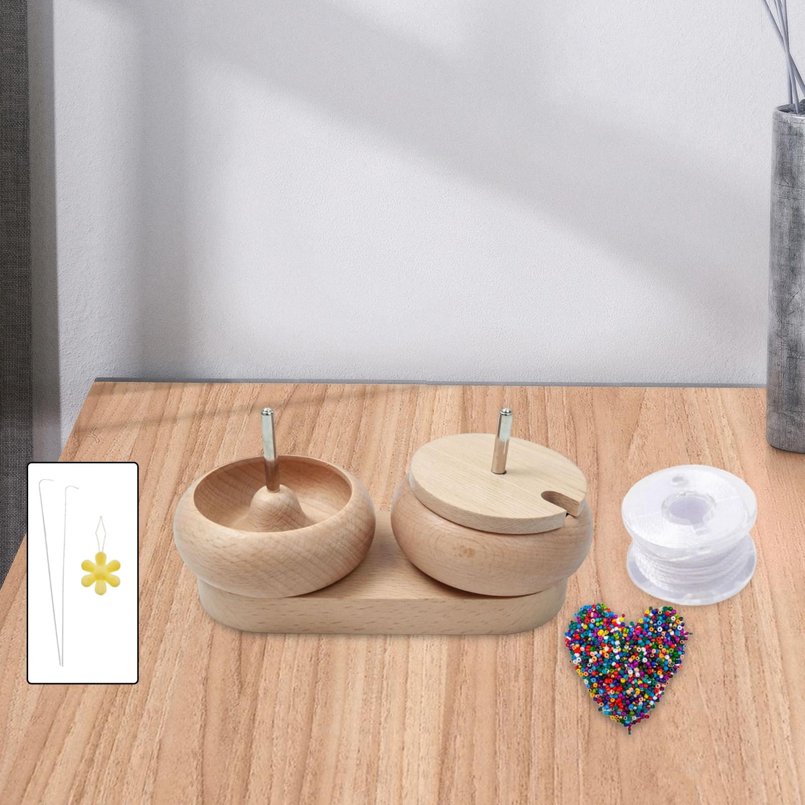 Milageto Dual Bowl Bead Spiner, DIY Jewelry Tool Bead Bowl Loader Charms Crafts Bead Loom