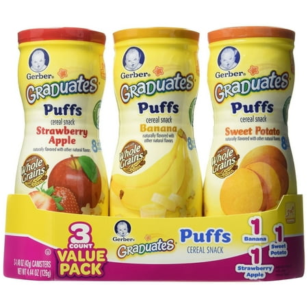 Gerber Graduates Puffs, Apple, Banana & Sweet Potato, 1.48 Ounce Canisters