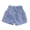 thumbnail image 5 of AherBiu Short Jeans for Girls Elastic High Waisted Wide Leg Teens Streetwear Denim Shorts with Pockets, 5 of 5