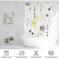 thumbnail image 6 of Small Stall Shower Curtain 36 x 72, Narrow Half Watercolor Floral Fabric Shower Curtain, Yellow Grey Flower Decorative Bathroom Shower Curtain Set with Hooks, 6 of 6