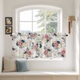 thumbnail image 3 of Colorful Flowers Tier Curtains 24 Inch Length, Spring Summer Watercolor Floral Leaf Cafe Short Curtains for Bathroom Over Sink, Small Kitchen Curtain Light Filtering Drapes 2 Panels 27.5"Wx24"L, 3 of 9