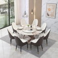 thumbnail image 5 of Leavader 59" Round Kitchen Dining Table, Sintered Stone Dining Room Table Set with Carbon Steel Base with a Double-layered Top, 8 Chairs Included, 5 of 9