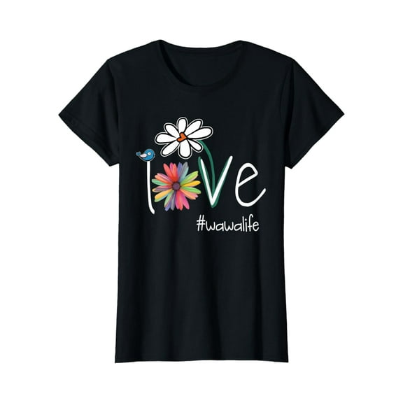 Simple Fit Womens Love Wawa Life - Art Flower Color T-Shirt