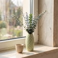 thumbnail image 5 of REGALWOVEN Small Ceramic Bud Modern Cylinder Vase, Matte Ribbed Decorative Flower Vase for Desktop, Shelf & Bathroom, Boho Green 2.4"L x 2.4"W x 5.1"H, 5 of 6