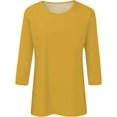 thumbnail image 3 of Xuboway Plus Size Tops for Womens 2025 3/4 Length Sleeve Tops Summer Casual Shirts Henley Blouses Dressy Fashion Basic Tee Blouses Clothes, 3 of 4
