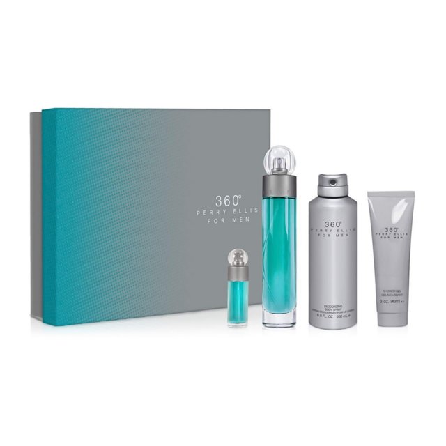 Set Perry Ellis 360 para hombre, 100 ml, EDT, 200 ml, spray corporal y gel