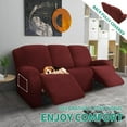 thumbnail image 2 of SUSUZI Recliner Sofa Covers 8-Pieces Stretch Large Couch Covers Anti-Slip Fitted 3 Seats Reclining Slipcovers Soft Jacquard Pattern Furniture Protector, Burgundy, 2 of 10