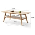 thumbnail image 6 of Hassch Coffee Table, 47.25" Rectangular Center Tables for Living Room, Mid Century Modern Low Cocktail Table with Storage Shelf (Natural), 6 of 6