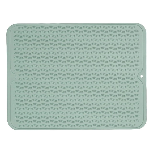 pdqouc Large Silicone Dish Drying Mat, Non-Slip HeatResistant Sink Mat & Counter Protector, Easy Clean Drainer Mat for Kitchen, Refrigerator Drawer Liner, 2-Pack