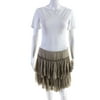 Pre-owned|philosophy Womens Brown Ruffle Layered Side Zip Tiered Skirt Size 8