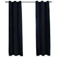 thumbnail image 2 of vidaXL Blackout Curtains with Rings 2 pcs Navy Blue 54"x84" Velvet, 2 of 30