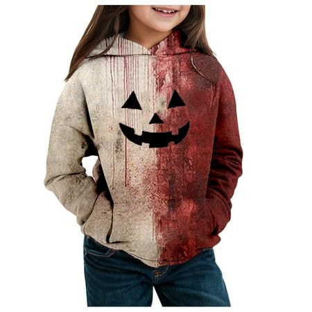 

PMVFHDE Kids Halloween Costumes Youth Boys Sweatshirts Children s Autumn And Winter Theme Printed Long Sleeve Hoodie Warm And Comfortable Children s Coat Red 12-18 Months