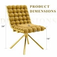 thumbnail image 3 of Silla giratoria de respaldo de bola tufted con piernas de metal de oro, silla elegante sin brazos para oficina en el hogar, dormitorio, 3 of 5