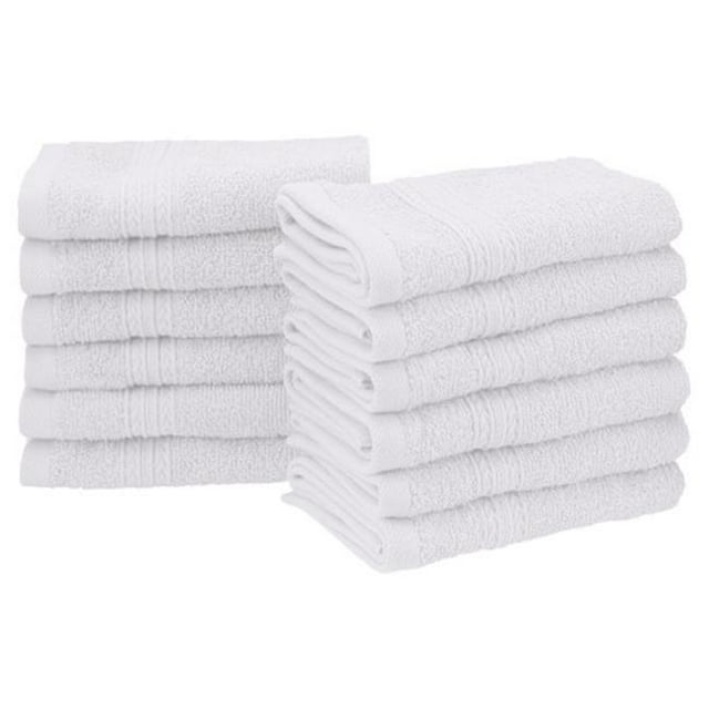 Superior EF-FACE WH Eco-Friendly 100 Percent Ringspun Cotton Face Towel Set - White, 12 Pieces
