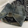 thumbnail image 3 of 2024 Nueva Falda Corta de Mezclilla Retro Oscura con Palabra A, Minifalda de Mezclilla de Cintura Alta, Falda Sexy Ajustada a la Cadera, Ropa de Moda Coreana, 3 of 4