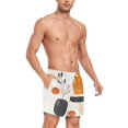thumbnail image 4 of FORMRS Mens Swim Trunks Mesh Liner Quick Dry Casual Beach Board Shorts with Pockets, Sizes S-2XL, White Abstract Shapes, 4 of 9