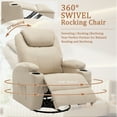 thumbnail image 3 of Lnsenfin Manual Swivel Rocker Recliner Chair with Massage Faux Leather for Living Room,Beige, 3 of 7
