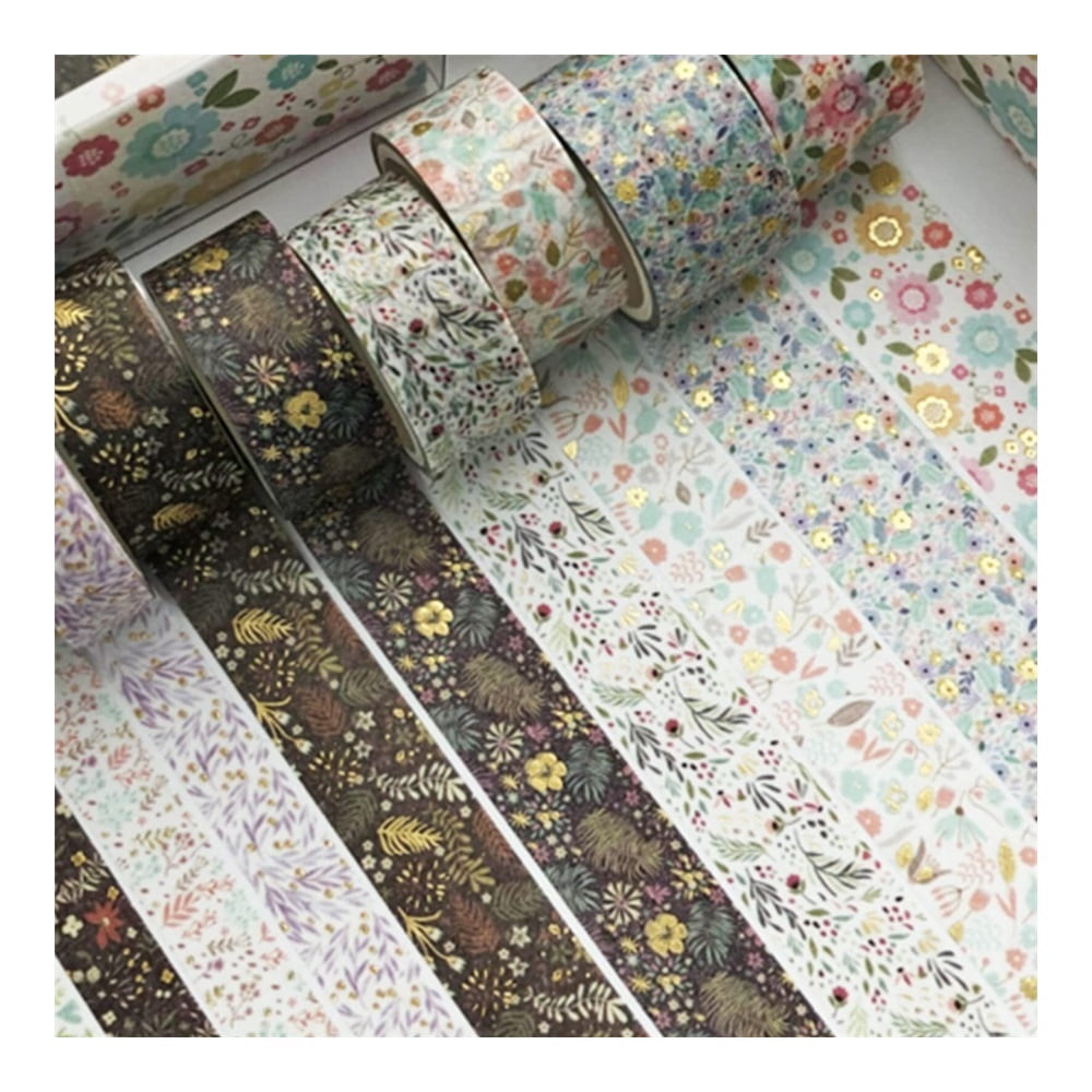 Creative Washi Tape Set 10 Rolls Gold Foil Print Decorative Masking Tapes for Arts, DIY Crafts, Journals, Planners, Scrapbook, Wrapping (Garden Maze)