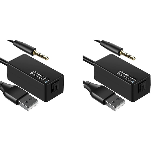 2X Convertidor de Audio Digital una AnalóGico de 192 KHz, Toslink ÓPtico Digital una Adaptador de Cable de Audio AnalóGico de 3,5 mm Jack