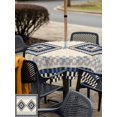 thumbnail image 5 of Outdoor Tablecloth with Umbrella Hole for Patio/Picnic/Party/Camping, Blue Black Grey Waterproof Table Cloth Square Cover Washable, Boho Southwestern Geometric (60"x 60"), 5 of 9