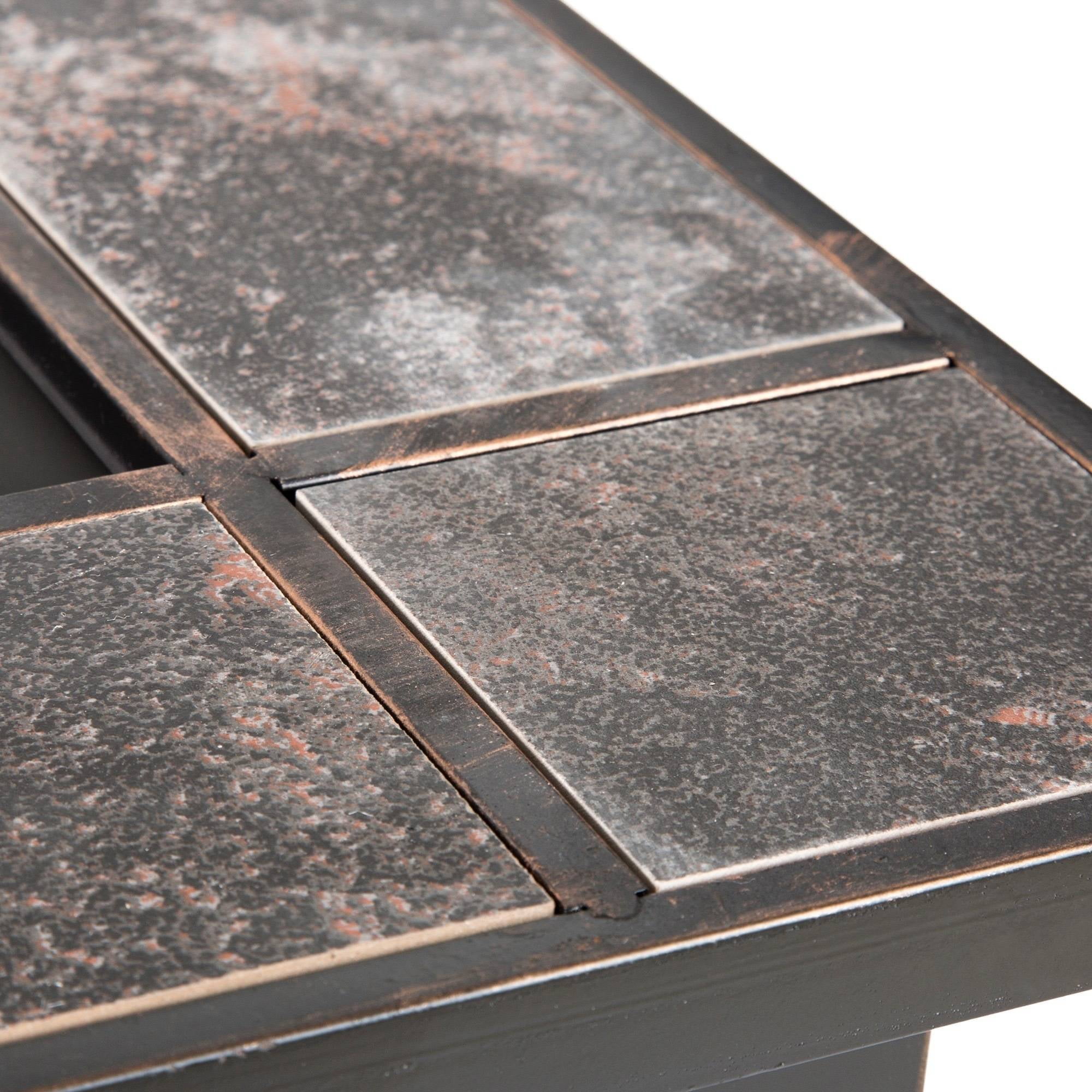 Pure Garden 50 107 33 Inch Square Tile Fire Pit With Cover Outdoor