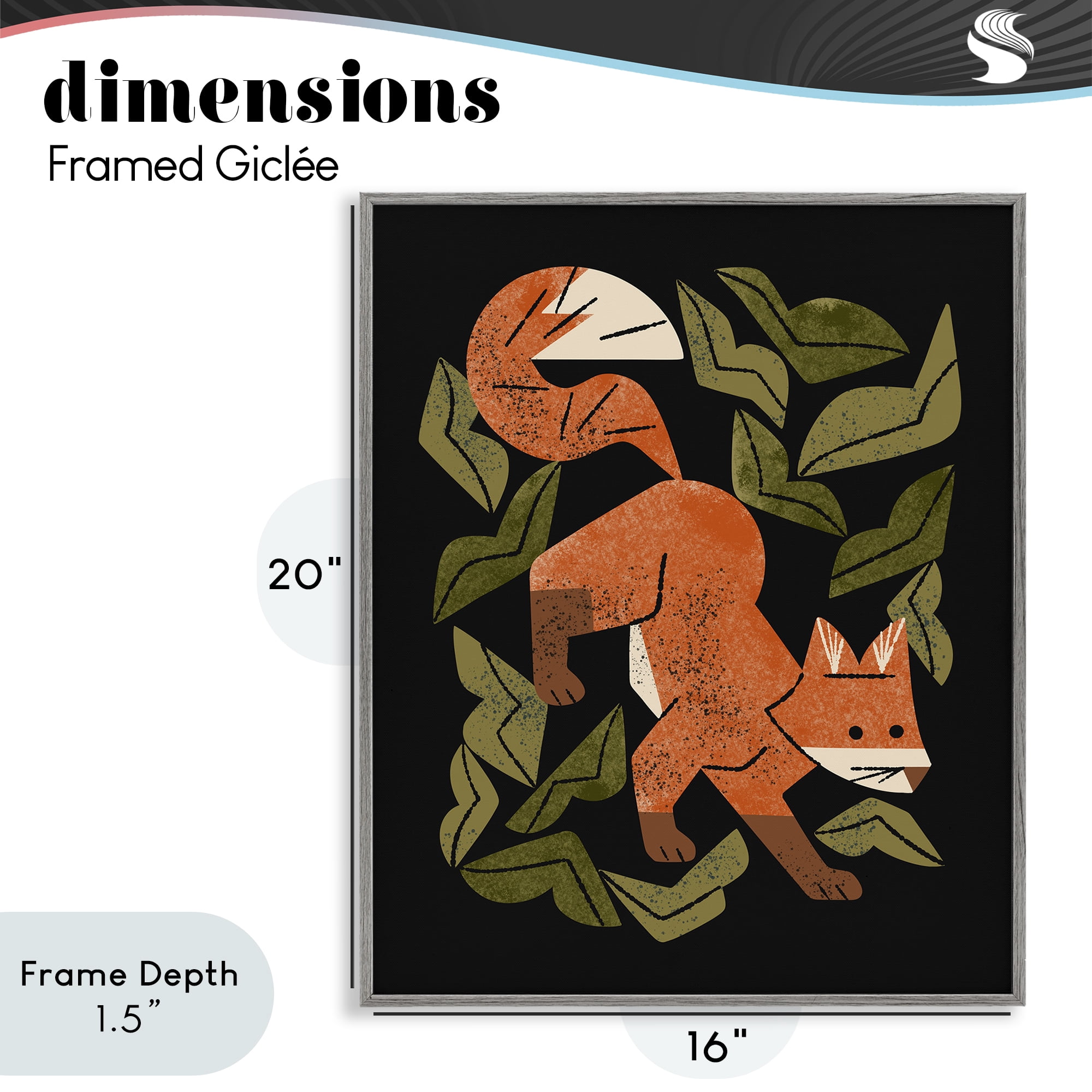 Stupell Industries Fox In The Brush Gray Framed Giclee Art, design by Renea L. Thull