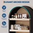thumbnail image 5 of Studyset 71" Tall Bookshelf Arched Cabinet, 5-Tier Arched Bookcase with Mid Century Doors, Wooden Storage Cabinet with Open Display Shelves and Adjustable Shelf for Office Dining Living Room, 5 of 8