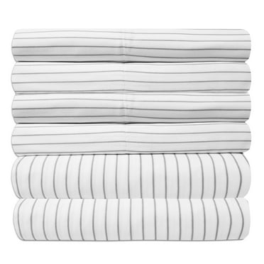 Sweet Home Collection 1500 Series Egyptian Quality Pinstripe 6 Piece Sheet Set Cal King, White