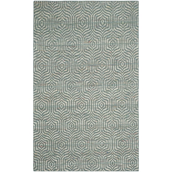 SAFAVIEH Straw Patch Tabitha Geometric Area Rug, Blue/Multi, 6' x 9'