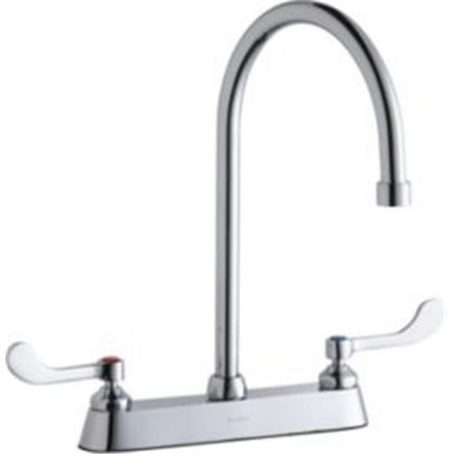 Elkay LK810GN08T4 Deck Mount Conceal Watersense Gooseneck 8 In. Spout, 1 Piece Wrist Blade Handle, 4 In.